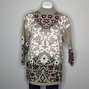 ✨3/$15 Vintage Dana Scott tan floral sweater M